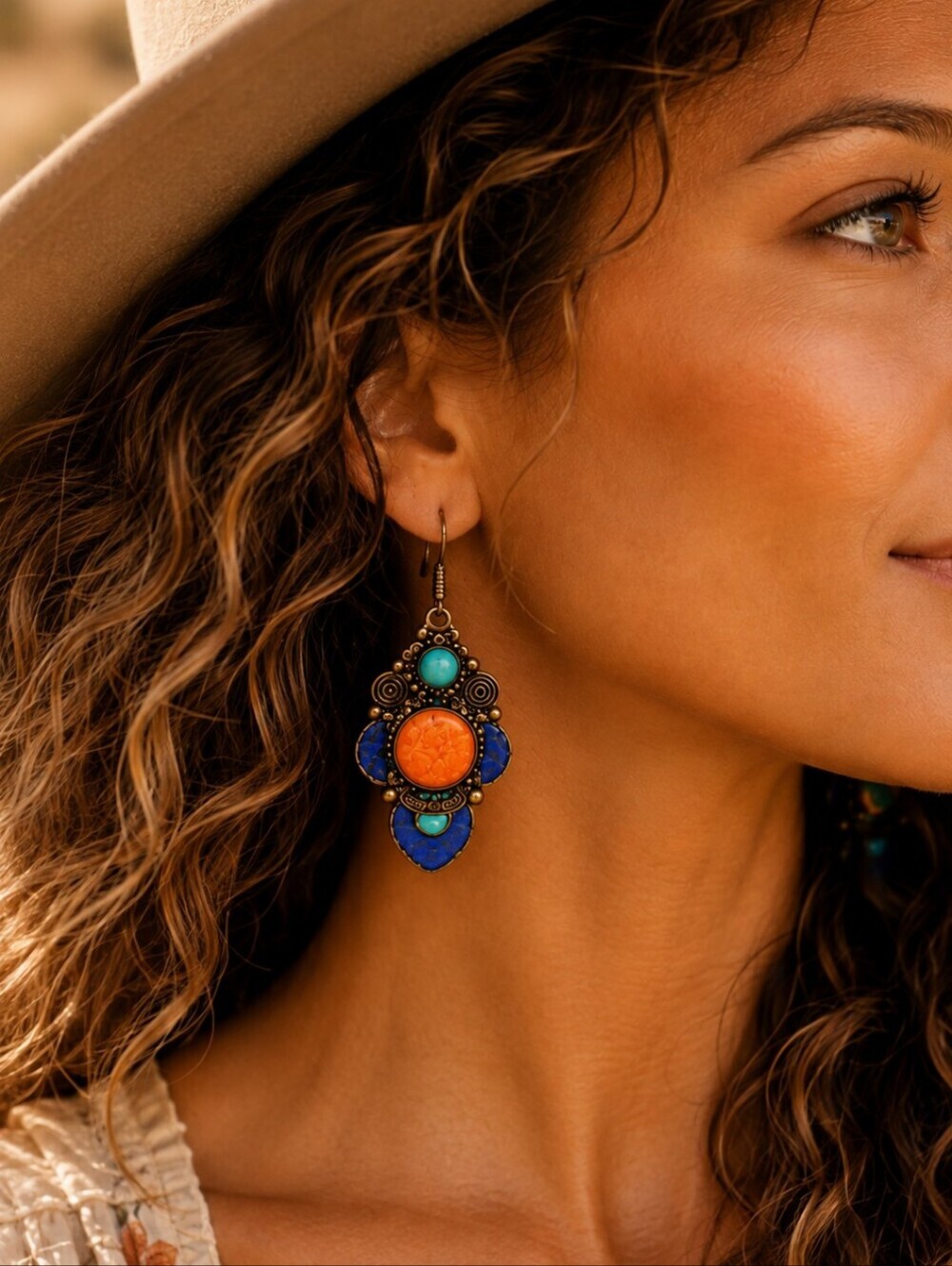 Boho Sterling Silver 925 Coral Turquoise Drop Dangle Earrings Handmade Southwest